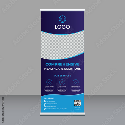 Medical and Healthcare Roll-Up Banner Design Template