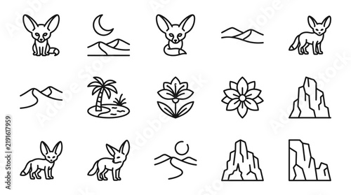 Set of Rabbit Silhouettes Vector Icons with Hand Drawn Animal Illustrations, Cartoon Designs, Zodiac Symbols, Nature Patterns and Decorative Sketch Elements