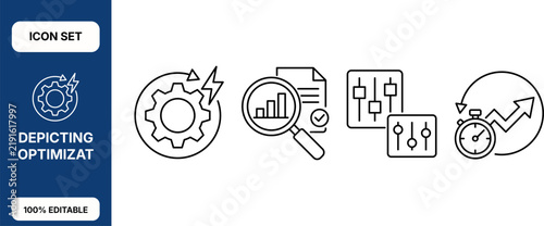 Optimization and performance improvement vector icon set