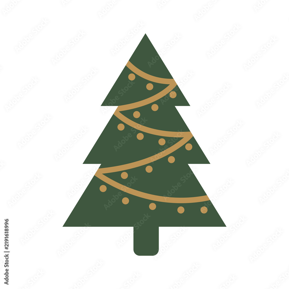 Obraz premium Minimalist Christmas Tree Vector Illustration Isolated on White Background