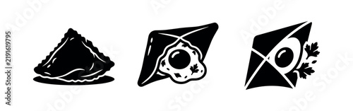 Samosa and Brik Pastry Icons Middle Eastern Appetizer Vector