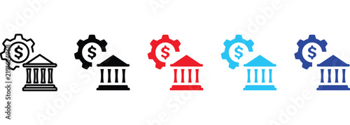 Business and Government Collaboration banner web icon line outline color vector illustration