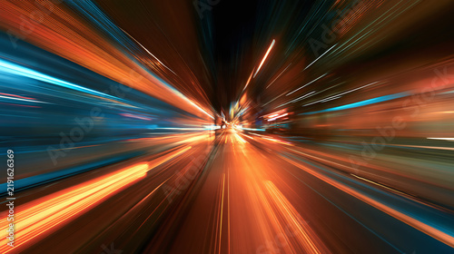 Dynamic urban city motion blur light trails background transport concept