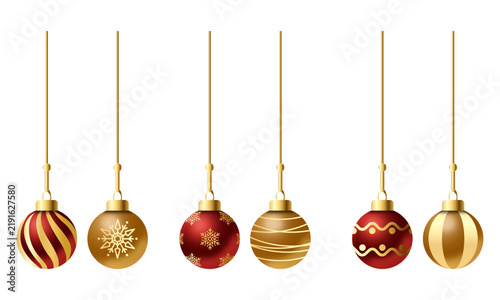 Elegant Red and Gold Hanging Christmas Ornament Collection