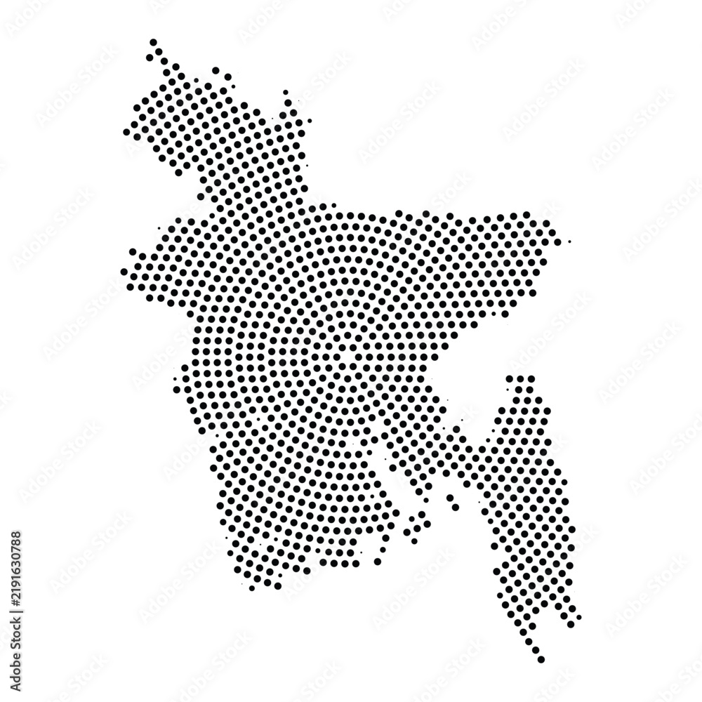 Obraz premium Dotted map of bangladesh with a radial pattern
