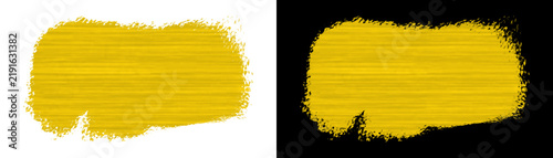 Yellow paint stroke isolated on transparent background for banner