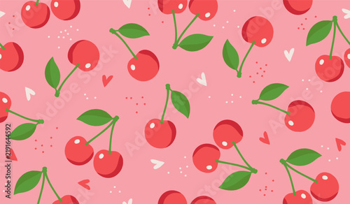 Cherry fruits pattern background vector design