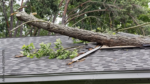 Urgent roof repair needed after tree falls on house, creating significant safety concerns