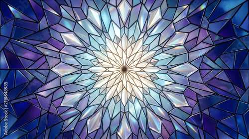 Elegant vibrant blue purple geometric mosaic art background with sparkling crystallike abstract design