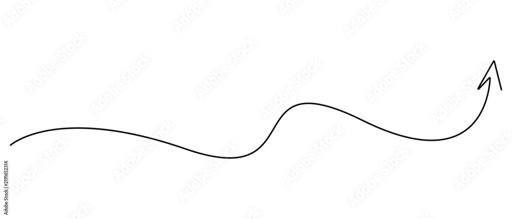 Fototapeta premium Curved arrow continuous line art pointing up for modern business growth concept