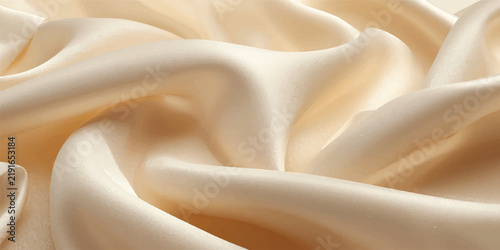 Luxury Cream Silk Fabric Background with Soft Flowing Folds