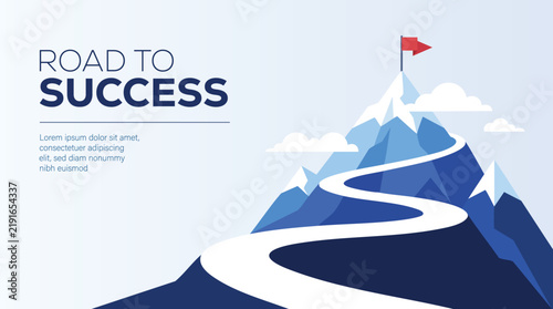 Road to Success Mountain Path Vector Background Concept