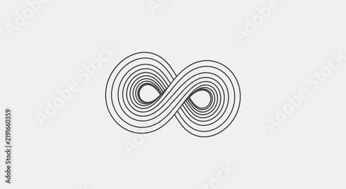 Foto Stylized Infinity Symbol with Concentric Lines on Light Gray Background, Abstrac