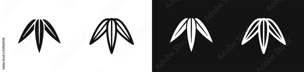 Obraz premium Bamboo Leaf Icon Set Vector Illustration