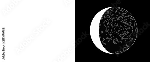 Canvastavla Minimalist moon phase illustration on black background, celestial lunar cycle gr