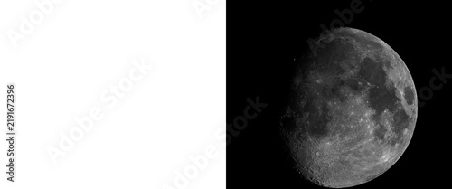 Konstfotografi Realistic waning gibbous moon on black background, detailed lunar surface with c