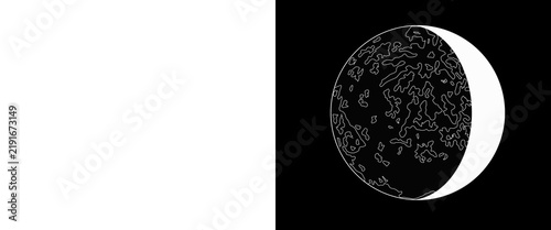 Foto Minimalist moon phase illustration, celestial lunar cycle icon on black backgrou