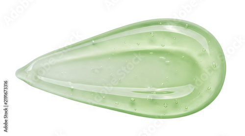 Green cosmetic gel smear with micro bubbles, aloe vera skincare product sample, moisturizing liquid gel texture for beauty advertising isolated PNG with Transparent Background