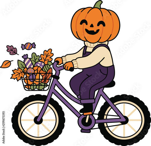 Cute Ghost Wearing Purple Beanie Holding Coffee Halloween Illustration