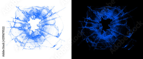 Obraz na plátně Purple shattered glass texture on white and black background, broken glass shard