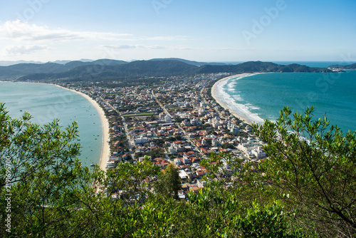 Aerial view of Bombinhas Peninsula and surrounding coastline