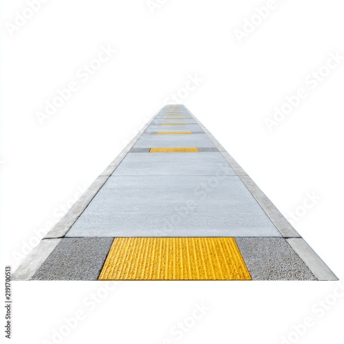 Close-Up View of Accessible Sidewalk with Yellow Tactile Markings for Visually Impaired Users