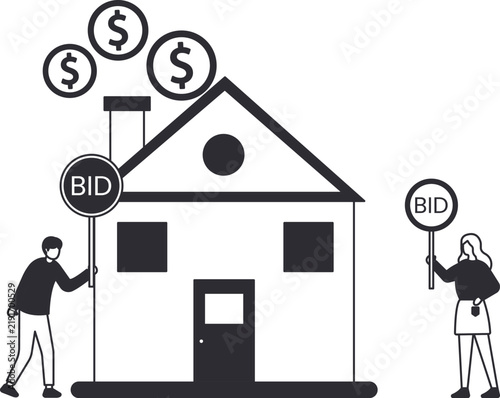 фотографія House auction with people bidding on real estate property