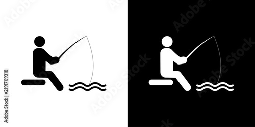 Person Fishing Solid Icon Set. Recreational Fishing, Outdoor Activity, And Leisure Silhouette Symbol Collection. Angling Hobby Representation. Isolated Vector Illustration