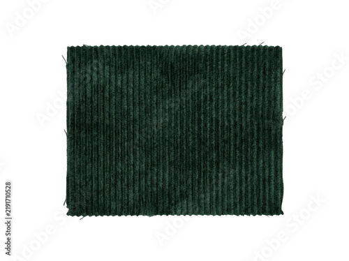 Dark green textured fabric sample showcasing ribbed weave against a plain transparent background.