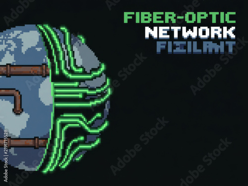 Fiber optic network digital globe connectivity communication continent delivers vibrant high speed data transmission across every region