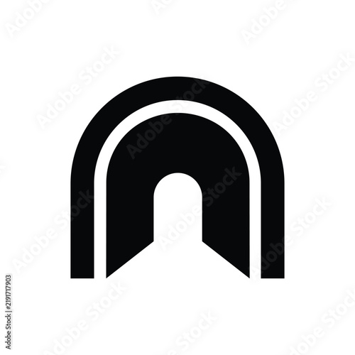 Underground tunnel entrance vector icon isolated on white background for subway or transit concept