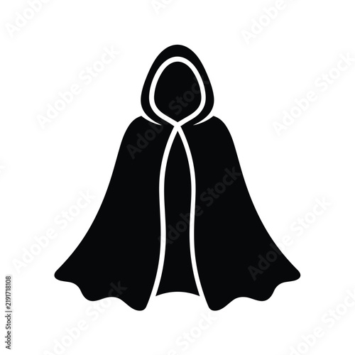 Obraz na płótnie Wizard cape with hood vector icon isolated on white background for medieval fant