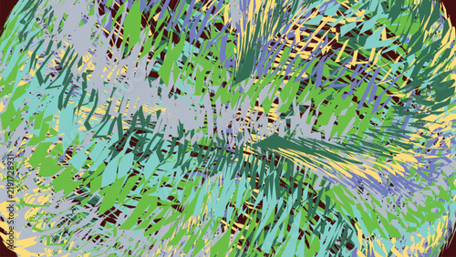 Quadro su tela Intricate abstract background with sharp jagged polygon shapes in green and blue hues creating chaotic texture for digital design applications