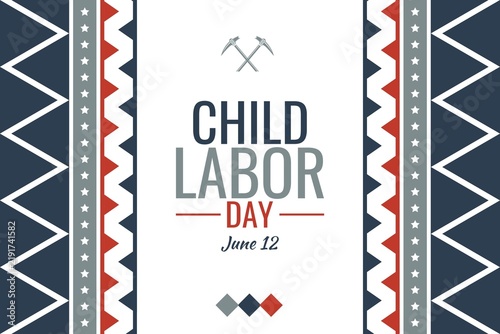 Obraz na płótnie Child Labor Day June 12 background with crossed pickaxes and patterns Global fig