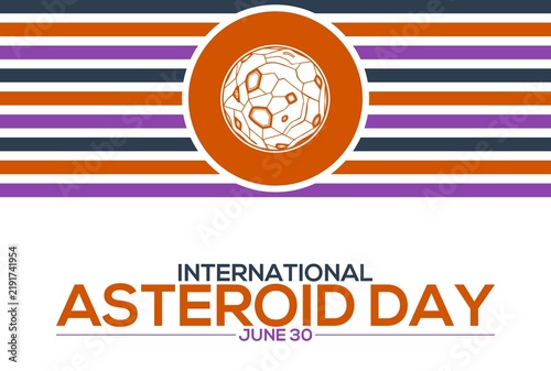 Принти на полотні International Asteroid Day June 30 space awareness background with stylized aste