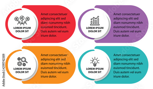 4 steps infographic template with 4 options. Flowchart that can be used for business report, data visualization and presentation. Timeline infographic elements vector illustration.