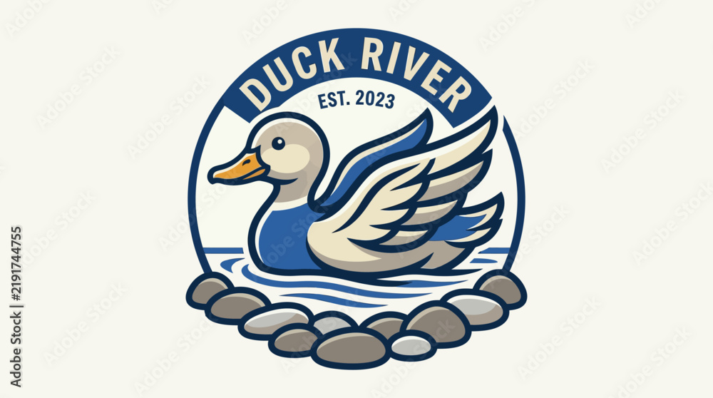 Obraz premium Duck River Est 2023 Logo Design.