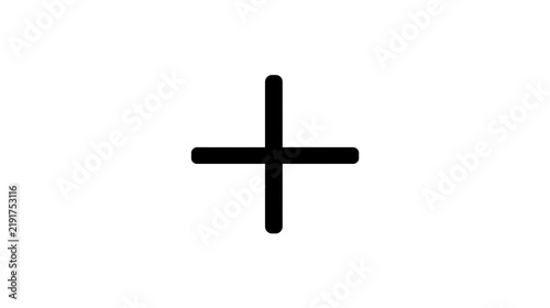 Simple black plus sign symbol with rounded edges