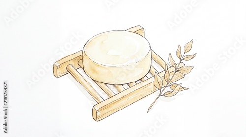 solid shampoo bar on bamboo tray with natural elements for eco-friendly lifestyle