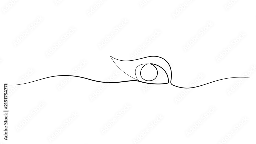 Obraz premium Minimalist human eye drawing created with a single continuous black line