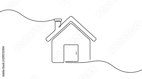 Minimalist single continuous line drawing of a detached house with continuous minimalist architecture illustration