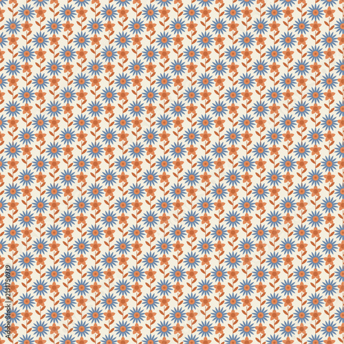 Bild auf Leinwand Mixed meadow flowers seamless pattern cream