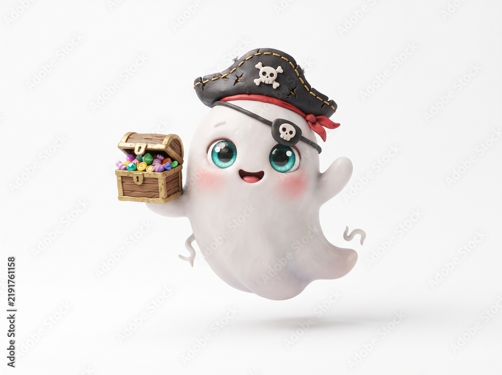Fototapeta premium Cute ghost pirate figure
