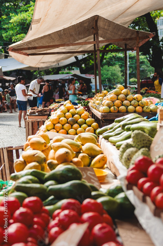 Fresh Produce and Tropical Fruit at a Rio de Janeiro Street Market