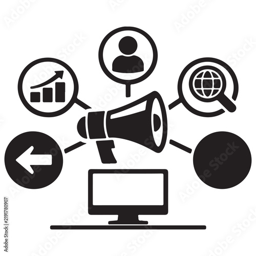 Digital Marketing Communication Vector Icon Set.