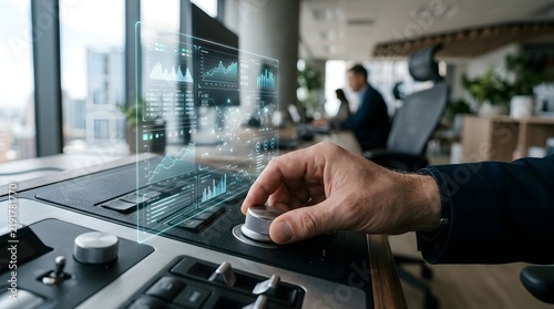 Data analytics dashboard monitoring for financial market trade control using advanced touchscreen interface technology for professional use