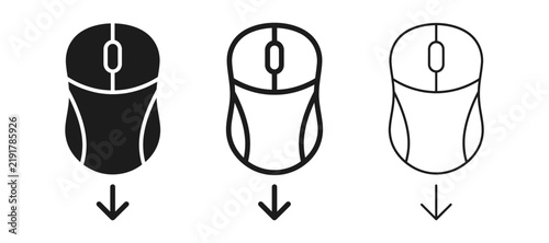 Bild auf Leinwand Computer mouse scroll down icons set, vector illustration