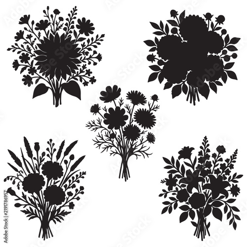 Elegant Floral Bouquet Silhouettes.