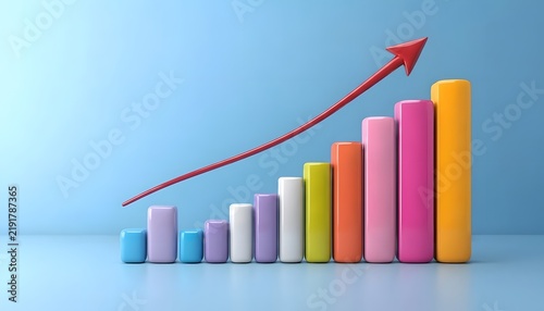 An upward bar on graph visually ranking for products with vibrant colors