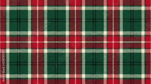 Classic scottish tartan design featuring a repeating pattern of red and green checks for seamless textile applications